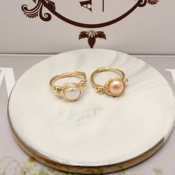 Aur de 14K de sex Feminin Vintage Perle Naturale Inele Opal Degetul Accesorii de Culoare aurie Multi Stiluri Originale Piatra Floral pentru Femei Inel