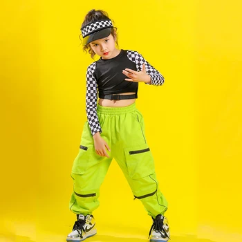 Copil Hip Hop Costum de Carnaval pentru Îmbrăcăminte Tricou Crop Top Tricou Running Pantaloni Casual Fată Dans Jazz Costum de Haine purta