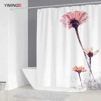 180x200cm Simplu bujor floare rezistent la apa de baie perdea de duș de toaletă decorare mucegai dovada poliester perdea cu cârlig cadou