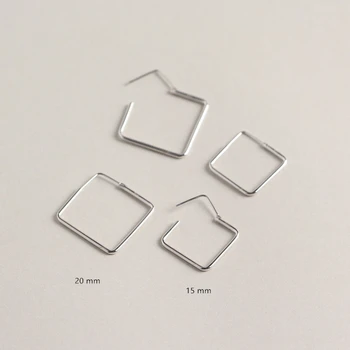 Cercei Argint 925 Cercei Geometrice Simple Pătrat Inel Ureche Personalitate Temperament Tendință Fată Sălbatică Femeie De Argint Ureche Bijuterii