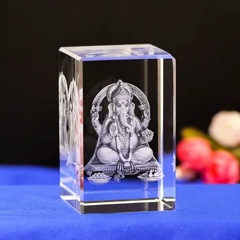 1 buc K9 Cristal Laser 3D Budismul Tibetan, Tantra, Ganesha, Geneisha, elefant îndreaptă spre Dumnezeu, Statuia lui buddha figura,Dumnezeu victoriei