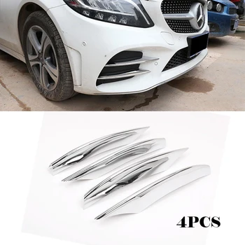 Masina Barei de protecție Față de Lumina de Ceață Grila Capac Ornamental Aripioare Lame Pentru Mercedes-Benz C-Class W205 W204 Sport Doar 2019 ABS Cromat de Argint