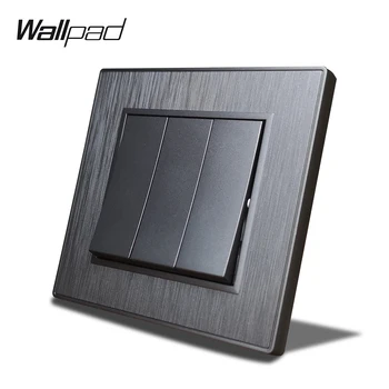 Wallpad S6 Negru, Argint, Aur 3 Banda 1 Mod 2 Mod Eclectic Putere Lumina Comutator Basculant Periat de Plastic PC-ul Imita Aluminiu