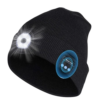 Bluetooth LED Beanie Hat Built-in Stereo USB Reîncărcabilă LED Luminat Tricot Capac Unisex, Cadouri pentru Barbati, Femei, cel Mai bun de Vânzare-WT