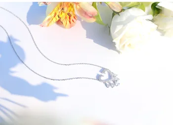 14K Aur Alb Inima Femei de Lux Diamant Colier cu Pandantive pentru Femei Bohemia Nunta de Aur Colier Cadou Bine Moda Bijuterii