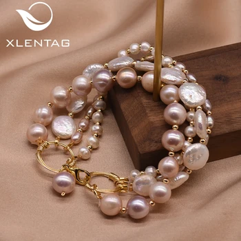 XlentAg Designer Naturale Baroc Pearl Multi-strat de Lux Brățări Pentru Femei de Logodna Vintage, Bijuterii de Moda Feminina GB0189