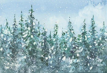 Laeacco De Iarnă, Pădure, Copac, Zăpadă, Fulg De Nea Acuarelă Model Fără Sudură Fotografice, Fotografie De Fundal Fundal Pentru Studio Foto