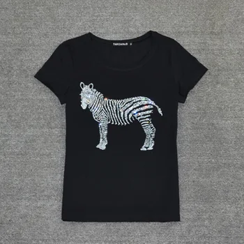 S-XXXL Femei Tricou de Vară din 2016 Nou Stil T-shirt de Imprimare Zebră Cristal Harajuku O-gat Maneci Scurte din Bumbac Cuplu Tee Plus Dimensiune
