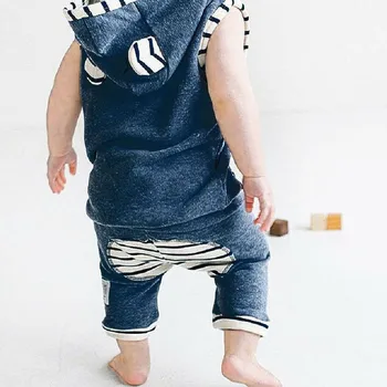 Nou-născut Copilul Sugari Copii Baby Boy Fete Haine Casual cu Glugă T-shirt, Blaturi + Pantaloni 2019 New Sosire Tinuta Set 0-3ani