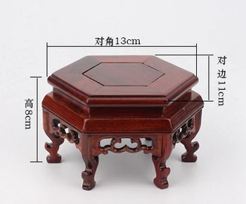 (Mini) Rafinat Clasic Chinez Manual Hexagon Roșu Asprime Sucursala Baza De Lemn/ Display Stand / Mini Masa