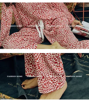 Vara Satin Pijama Set Pijamale de Mătase Pentru Femei Sexy Sleepwear fashion Night Costume de Leopard somn topuri jos pijama sexy mujer
