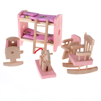 4 Set Mobilier Casă De Păpuși Copil Jucarie De Baie Set De Baie Copil Camera Dormitor, Bucatarie Jucării Clasice Pretinde A Juca Jucărie Fată Decor