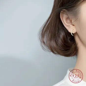 Moda coreeană 925 Sterling Silver Star Luna Cercei Stud pentru Femei de Argint Incrustate cu Aur de Cristal Zirconia Crescent Bijuterii