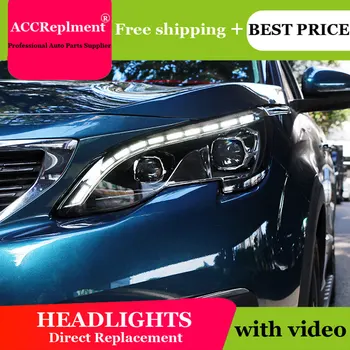 Auto Stil de Iluminat LED Lampă de Cap pentru PEUGEOT 3008 faruri cu led-uri 2017-2018 cob led semnal H7 hid Bi-Xenon Lentile de low beam
