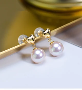 18K Aur Galben Solid (AU750) Femeile Iubesc Cercei Naturale de apă dulce pearl Doamnă Moda Bijuterii fată Japoneză apa de mare perla