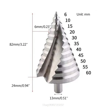 6-60mm de Mare Viteză din Oțel Spirală Canelate Alezaj Pas Con Pagoda de Gaurit Frezat Hole Cutter Bit Au 20 Dropship