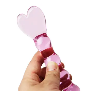 Candiway Roz Rezistent La Apa Transparent Inima De Design De Sticla Vibrator Anal Plug Adult Jucarii Sexuale Pentru Cupluri