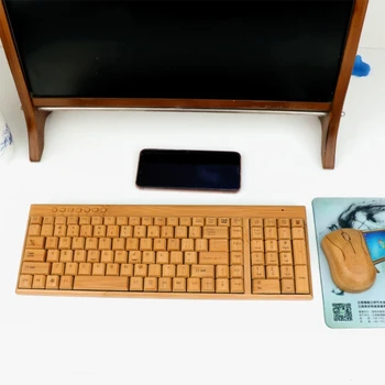 Bambus Tastatura Mouse Wireless Combo Set Pentru Laptop PC de Birou USB Plug and Play ,Naturale Soareci de Tastatura Noutate cadouri