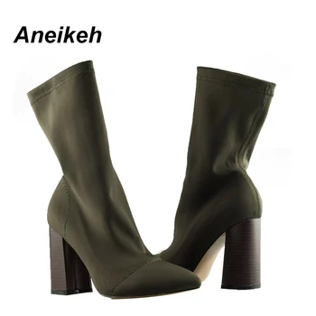 Aneikeh vânzare Fierbinte NOI pentru Femei Cizme a Subliniat Toe Fire Elastice Glezna, Toc Gros Pantofi cu Tocuri de sex Feminin Șosete Cizme 2021 Primăvară