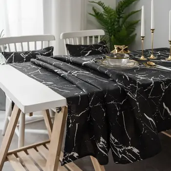 Nordic față de masă de marmură neagră mici proaspete tabel pânză de cafea, masă acoperă pânză de bumbac și țesături imprimate