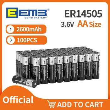 батарейка аа EEMB ER14505 3.6 V 2600mAh 100BUC Li-SOCl2 Baterie cu Litiu NON-reîncărcabile Producător Transport Gratuit