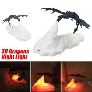 Imprimate 3D LED Dragon de Foc Lămpi Lumina de Noapte Reîncărcabilă starea de Spirit de Lumină Moale Pentru Dormitor Copil Camera Dormitor Camping Drumetii Decor