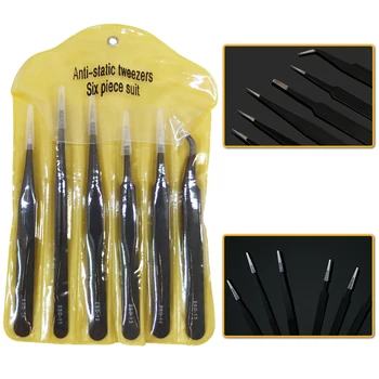 6 buc Pensete ESD 10-15 Înaltă elastic Anti-statică Oțel Inoxidabil de Lipit Pensete Set de scule de Mana pentru Statie de Lipit Tool Kit