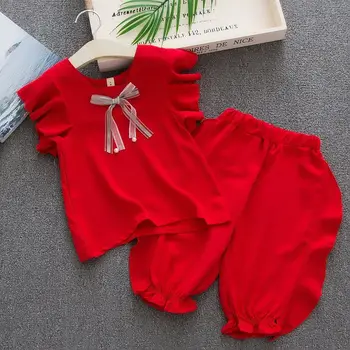 1-5 Ani Sifon Fete Haine de Vara Nou-născut Fete Haine Set 2 buc Bumbac Fete de Îmbrăcăminte Tricou+Pantaloni Set de Haine pentru Sugari