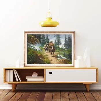 West cowboy Panza Paintingwest Munții Stâncoși Arta de Perete Poster și Imprimă Imaginile pentru Home Decor Camera de zi de Decorare