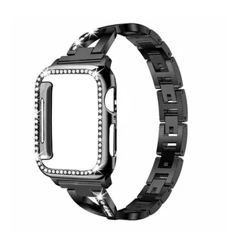 Trupa + Caz Potrivit pentru iwatch 6/5/4/3/2 din oțel inoxidabil brățară cu diamante curea pentru apple watch 38mm 40mm 42mm 44mm trupa de metal