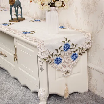 Europa brodate tabelul runner pavilion masă Poliester masa de toaleta acoperi floare TV cabinet masă de cafea pantof cameră de zi