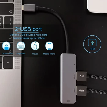 Bkscy C HUB USB Type-C La HDMI 4K Hub USB Adaptor de Tip C PD Portul de Încărcare pentru MacBook Pro Samsung Galaxy S8 Tip C Hub