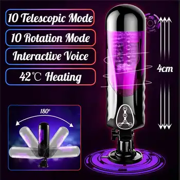Meselo încălzire Automată Telescopice Rotative Voce Mașină de Sex Vagine Pizde Vibratoare Jucarii Sexuale pentru Barbati Electric de sex Masculin Masturbatori