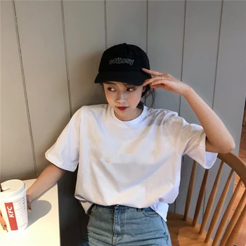 Tricouri Femei 2020 Vara Noi Solidă Simplu All-meci Elevii cu Maneci Scurte T-shirt, O-neck Femei coreeană Stil Trendy Chic de zi cu Zi