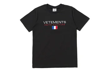 2018 Vetements Femei Bărbați Franța Flag Broderie tricouri tee Hiphop tee Vetements de Brand Designer de Barbati din Bumbac tricou
