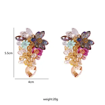 JUJIA 2020 ZA Moda Elegant de Cristal Cercei Pandantiv Pentru Femei Boho Colorat Mare de Flori Picătură Cercei Bijuterii de Nunta