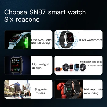 SENBONO 2020 SN87 Smartwatch IP68 Impermeabil Ceas Inteligent Bărbați Femei Sport Heart Rate Monitor de Oxigen Sânge Ceas PK P8 B57