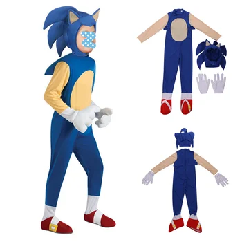 Sonic Ariciul Cosplay Costum pentru Copii Haine pentru Sonic de Halloween Petrecere de Performanta Fata de Baieti Sonic pentru Copii Mănuși Mască Seturi