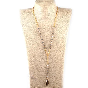 Moda 5X8 Pahar de Cristal Cu Aur Rotund Plat Lanț Conecta cu picătură de cristal Pandantiv Coliere Femei Arcan Coliere