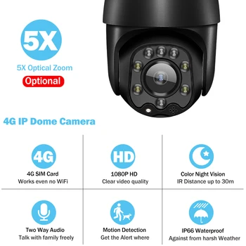 Camhi Camera IP 3G SIM 4G 1080P CCTV aparat de Fotografiat în aer liber Smart Security Camera WiFi Monitor PTZ Dome Culoare aparat de Fotografiat Viziune de Noapte