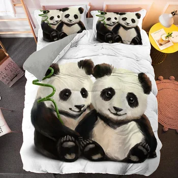 SUA/marea BRITANIE/UE/AU Dimensiuni pentru Copil Băiat 3D Panda Animal Print Carpetă Acopere Boho Decor Cuvertură de pat cu 1/2 buc Perna