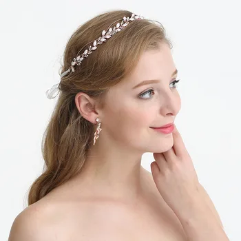 SLBRIDAL a Crescut de Aur de Cristal Stras Perle Florale Nunta accesorii de Par Hairband Mireasa de Susținere domnisoarele de Onoare Bijuterii Femei