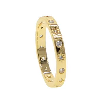 Culoare aur galben de logodna inel de trupa deschide alb clar cubic zirconia clasic, la modă, feminin, inele bijuterii