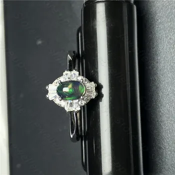 Atmosferă de lux de vânzare fierbinte stil natural negru opal inel argint 925 pentru femei inel nobil și elegant