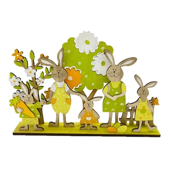 Decoratiuni de paste din Lemn Rabbit Bunny Familie cu LED-uri de Lumină Ornament DIY Acasă Valentine ' s Zi, Nunta Decor