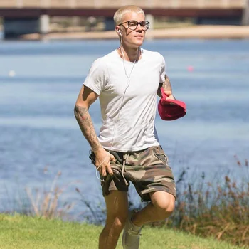 Bieber pantaloni Scurți de Camuflaj Vara Streetwear Tendință Largi Scurt Mens Hip-Hop All-meci Genunchi Lungime Tineret Fashion Casual