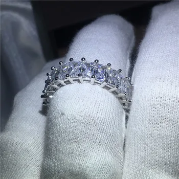 Vecalon Moda Benzile de Nunta Inel Argint 925 Prințesă tăiat 5A Zircon Sona Cz inele de Logodna pentru femei Bijuterii Deget