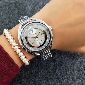 CONTENA de Lux, Ceasuri de Aur pentru Femei de Cristal Ceasuri din Oțel Inoxidabil Analog Cuarț Ceasuri reloj mujer relogio feminino 2020