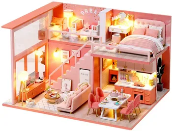SG& DIY casă de Păpuși în Miniatură Kit Mini Doll House Accesorii din Lemn Model Kituri cu Mobilier Jucarie Plus Dovada de Praf și Muzică Mov