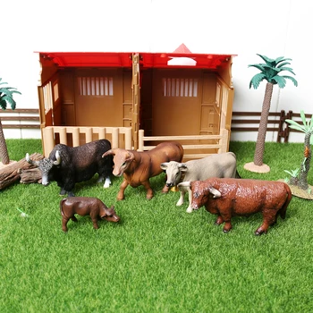 Simulare Fermă Lume Vacă de lapte Bovine de Vitel de iac boii moscati Educative model animal figurina jucarie decor acasă Cadou Pentru Copii